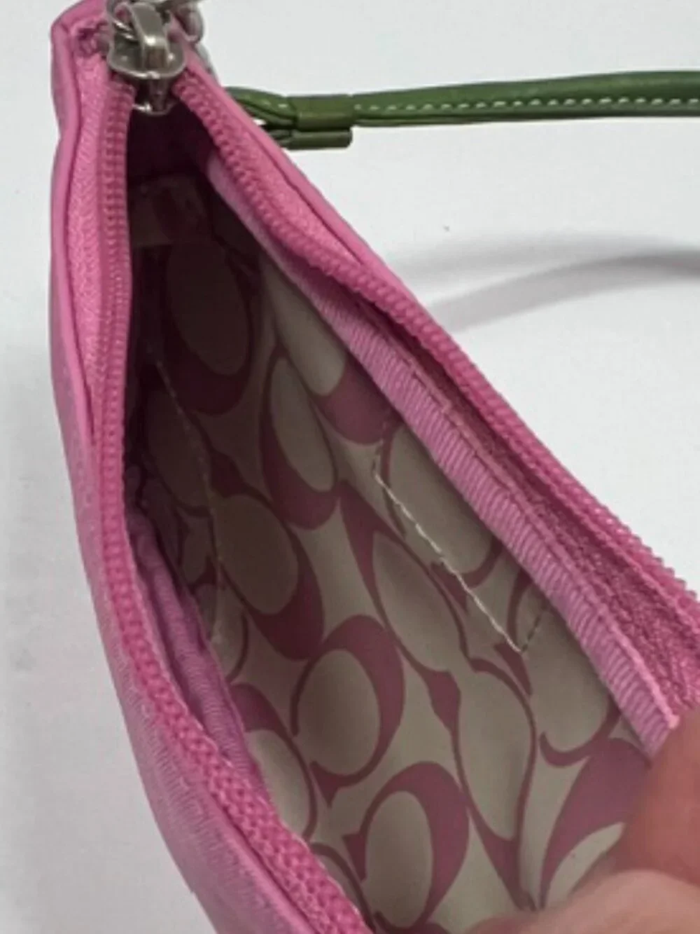 Coach Hamptons Weekend Nylon Small Wristlet Wallet Bag Hot Pink/Green